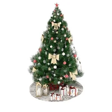 3d render Christmas decor and gift boxes Stock Illustration