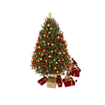 3d render Christmas decor and gift boxes Stock Illustration