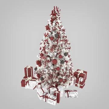 3d render Christmas decor and gift boxes Stock Illustration