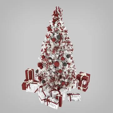 3d render Christmas decor and gift boxes Stock Illustration