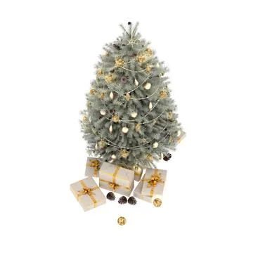 3d render Christmas decor and gift boxes Stock Illustration