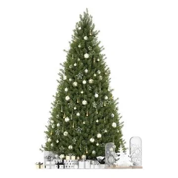 3d render Christmas decor and gift boxes Stock Illustration