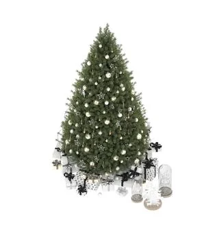 3d render Christmas decor and gift boxes Stock Illustration