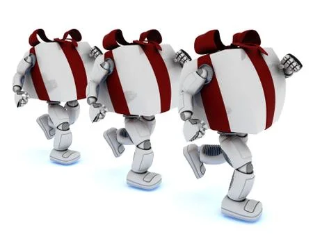 3D Render of a Christmas Gift Characters running Stock Illustration