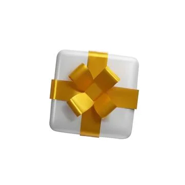 3d render Christmas gold present top view Stock Illustration