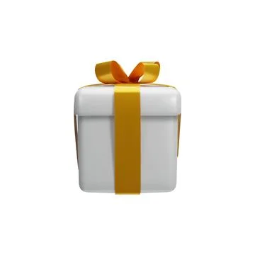 3d render Christmas gold present front view. Stock Illustration