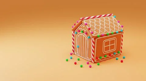 3D Render. Christmas illustration greeting card. Cute cozy dreamlike Christma Stock Illustration