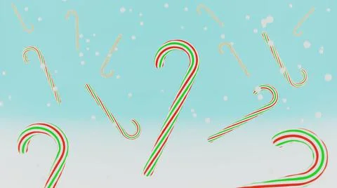 3d render Christmas peppermint candy canes, different red, green and white ca Stock Illustration