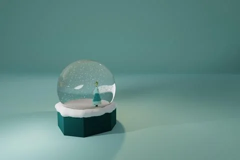 3d render of Christmas snow globe with decorated tree inside Stock Illustration
