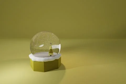 3d render of Christmas snow globe with decorated tree inside Stock Illustration
