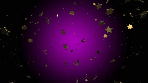 3d render christmas snowfall of golden stars on a lilac background. Stock Footage 137026887