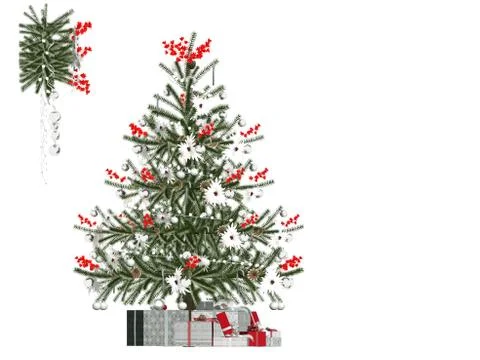 3d render christmas tree and presents Stock Photos