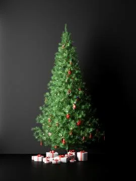 3d render christmas tree on a dark background Stock Illustration