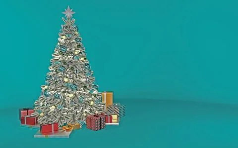 3D Render :  Christmas tree decorating with ornament Illustrazione stock