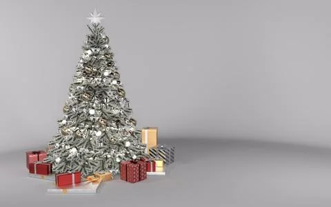 3D Render :  Christmas tree decorating with ornament Stock Illustration