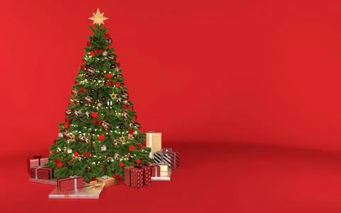 3D Render :  Christmas tree decorating with ornament Illustrazione stock