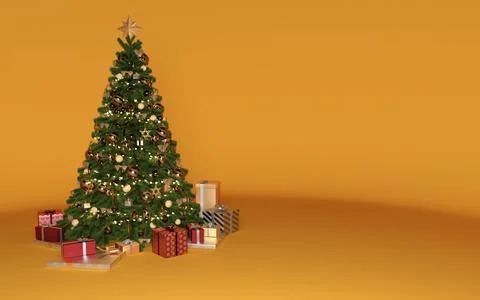 3D Render :  Christmas tree decorating with ornament Illustrazione stock