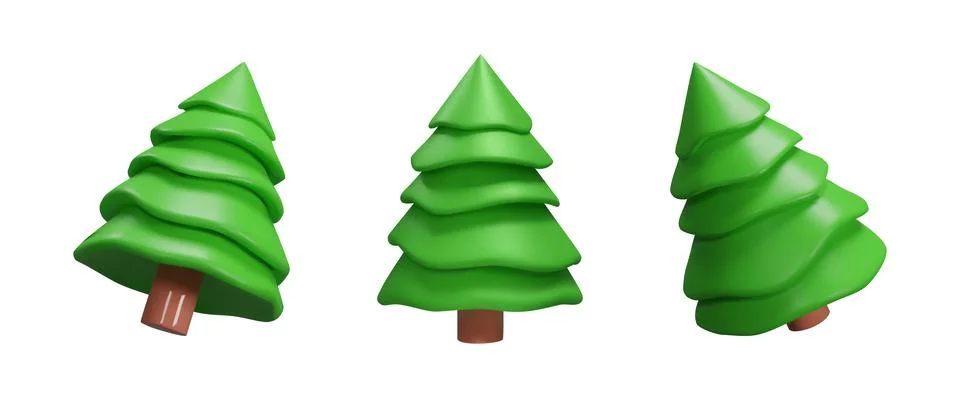 3d render Christmas tree set Stock Illustration