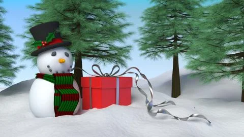 3D render of a Christmas winter landscape Stock Illustration