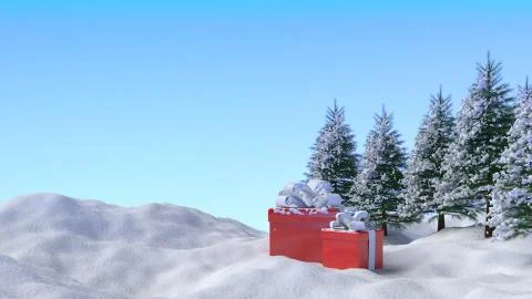 3D render of a Christmas winter landscape Stock Illustration