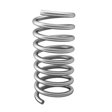 3d render of chrome spring on white 스톡 일러스트