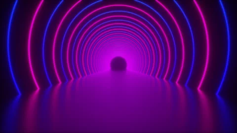 3d render of circle neon tunnel. Abstract background from round arcade. Computer Stock Footage 150667055