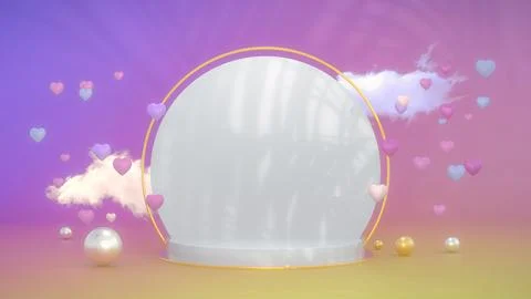 3D Render of Circle Shaped Podium in Abstract Stage surronded with multiple.. Stock Illustration