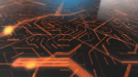 3D render of Circuit board electronic information data transfer processing  Stock Illustration