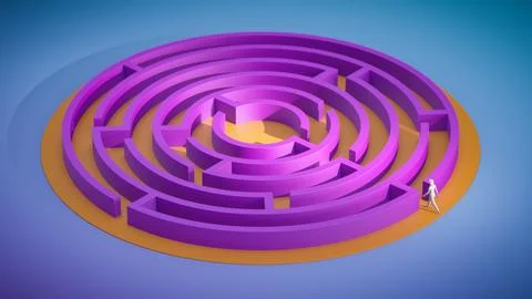 3D Render of Circular Labyrinth Concept Stockillustratie