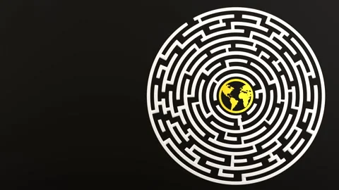 3d render Circular Maze labyrinth mosaic Stock Footage 166095674