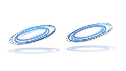 3d render circular neon blue light with glitter particles with alpha channel Illustrazione stock