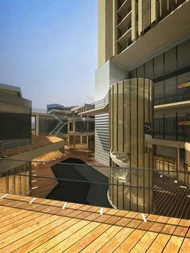 3D Render City View Buildings Illustrazione stock