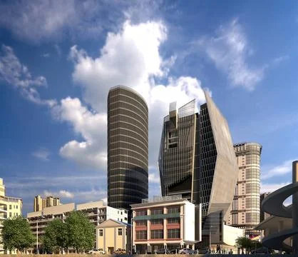 3D Render City View Buildings Illustrazione stock
