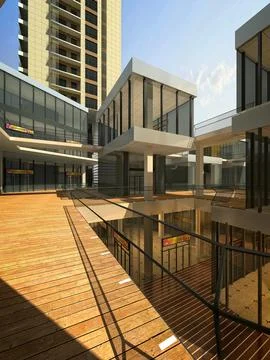 3D Render City View Buildings Illustrazione stock