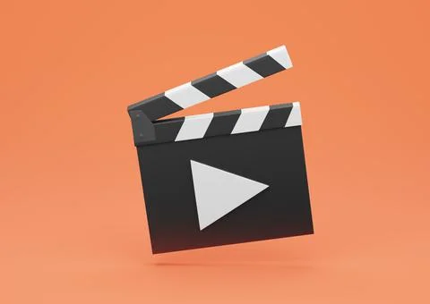 3d Render Clapperboard or Film Slate with Play Button Stock Illustration