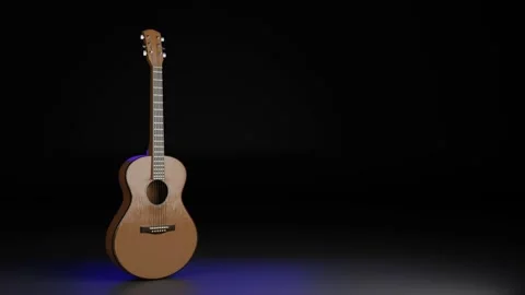 3D render Classic acoustic Brown guitar Stock-Footage 223661456