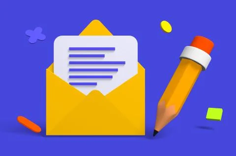 3d render classic envelope with letter icon for word delivery. Illustrazione stock