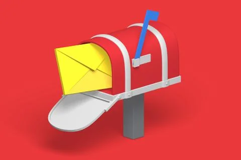 3d render classic mailbox with letter icon for post. Stock Illustration