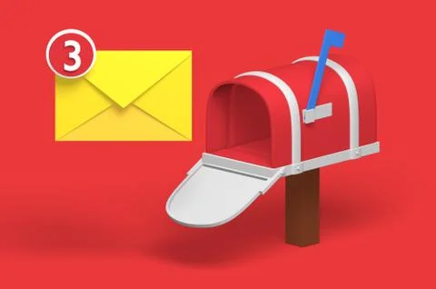 3d render classic mailbox with letter icon for post. Stock Illustration