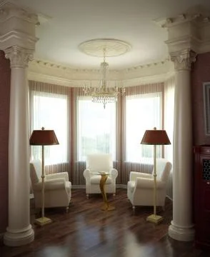 3d render of a classical interior design. Stock Illustration