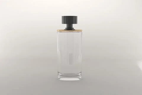 3d render of a clear bottle with a black cap isolated on white background Illustrazione stock