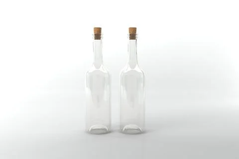 3d render of clear bottles with cork lids isolated on white background Stock Illustration