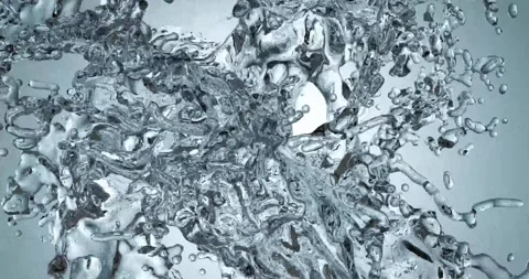 3d render of clear water liquid splash or spiral flow on isolated black bac.. Video stock 279796145