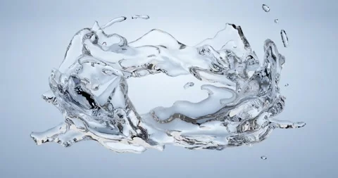 3d render of clear water liquid splash or spiral flow on isolated black bac.. Video stock 279796162