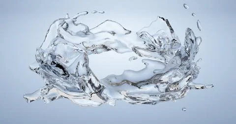 3d render of clear water liquid splash or flow on isolated background Stock Illustration