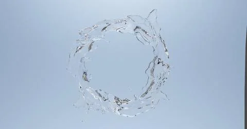 3d render of clear water liquid splash or flow on isolated background Illustrazione stock