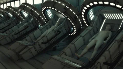 3D render. Cloning humanoid figures Stock Illustration