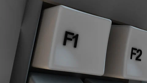 3D Render Close-up of F1 Key on Computer Keyboard. Stock Footage 333547781