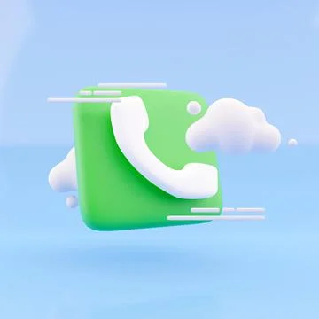 3d render cloud and call phone on blue background. Illustration call center icon Stock Illustration