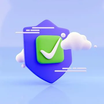 3d render Cloud computing and storage security concept: glossy cloud icon Stock Illustration